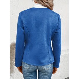 Cozy Solid Zip-Up Crew Neck Jacket - Long Sleeve, Casual, Water-Resistant, Windbreaker Outerwear for Women - Perfect for Spring and Fall Seasons, Daily Life, Outdoor Activities, and Travel