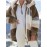 Cozy Fuzzy Color Block Coat - Stylish Hooded Zip Up with Drawstring - Adjustable Long Sleeve Outerwear for Women - Perfect Winter Wear