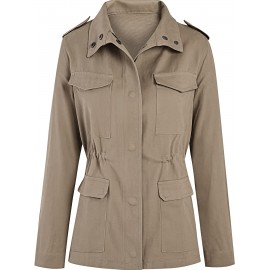 Womens Cozy Winter Jacket - Long Sleeve, Stand Collar, Warm Pockets, Zip & Button Closure, Casual Wear