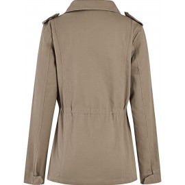 Womens Cozy Winter Jacket - Long Sleeve, Stand Collar, Warm Pockets, Zip & Button Closure, Casual Wear