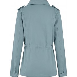 Womens Cozy Winter Jacket - Long Sleeve, Stand Collar, Warm Pockets, Zip & Button Closure, Casual Wear