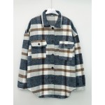 Plaid Tweed Bomber Jacket with Lapel Collar - Soft Slight Stretch Fabric, Micro Elasticity, Random Printing, Two Pockets - Casual Fall/Winter Loose Fit Long Sleeve Jacket for Women