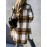 Stylish Plaid Print Womens Long Jacket - Relaxed Casual Button Front with Flap Pockets - Durable Outerwear for Everyday Fashion