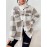 Plaid Pattern Button Front Jacket, Elegant Long Sleeve Warm Outerwear For Fall & Winter, Women's Clothing