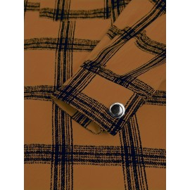 Plaid Shacket Jacket - Relaxed Fit Casual Outerwear with Classic Button Front Closure, Long Sleeves for Added Warmth, Versatile for Daily Wear - Designed Exclusively for Womens Clothing