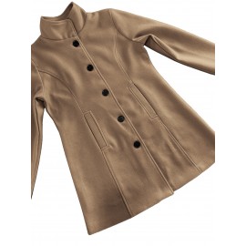 Stylish Solid-Colored Single Breasted Coat - Warm and Cozy Casual Long Sleeve Fall and Winter Outerwear for Women - Soft and Comfortable Fabric, Classic Design, Versatile and Timeless Style, Perfect for Daily Life, Work, and Outdoor Activities
