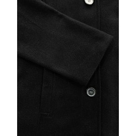 Stylish Solid-Colored Single Breasted Coat - Warm and Cozy Casual Long Sleeve Fall and Winter Outerwear for Women - Soft and Comfortable Fabric, Classic Design, Versatile and Timeless Style, Perfect for Daily Life, Work, and Outdoor Activities
