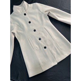 Stylish Solid-Colored Single Breasted Coat - Warm and Cozy Casual Long Sleeve Fall and Winter Outerwear for Women - Soft and Comfortable Fabric, Classic Design, Versatile and Timeless Style, Perfect for Daily Life, Work, and Outdoor Activities