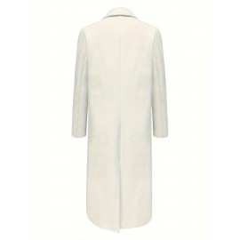 Stylish Double-Breasted Lapel Overcoat - Warm Winter & Fall Essential, Long Sleeve Casual Coat with Classic Design, Soft Fabric, and Comfortable Fit - Women's Clothing for Everyday Wear