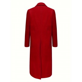 Stylish Double-Breasted Lapel Overcoat - Warm Winter & Fall Essential, Long Sleeve Casual Coat with Classic Design, Soft Fabric, and Comfortable Fit - Women's Clothing for Everyday Wear