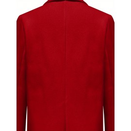 Stylish Double-Breasted Lapel Overcoat - Warm Winter & Fall Essential, Long Sleeve Casual Coat with Classic Design, Soft Fabric, and Comfortable Fit - Women's Clothing for Everyday Wear