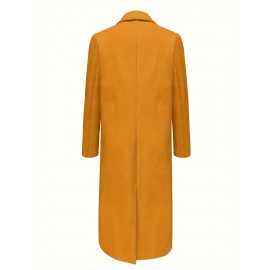 Stylish Double-Breasted Lapel Overcoat - Warm Winter & Fall Essential, Long Sleeve Casual Coat with Classic Design, Soft Fabric, and Comfortable Fit - Women's Clothing for Everyday Wear