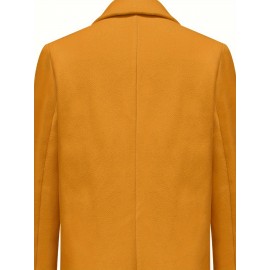 Stylish Double-Breasted Lapel Overcoat - Warm Winter & Fall Essential, Long Sleeve Casual Coat with Classic Design, Soft Fabric, and Comfortable Fit - Women's Clothing for Everyday Wear