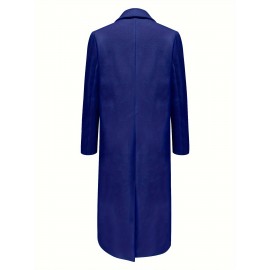Stylish Double-Breasted Lapel Overcoat - Warm Winter & Fall Essential, Long Sleeve Casual Coat with Classic Design, Soft Fabric, and Comfortable Fit - Women's Clothing for Everyday Wear