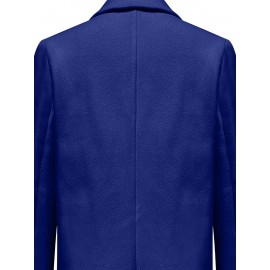 Stylish Double-Breasted Lapel Overcoat - Warm Winter & Fall Essential, Long Sleeve Casual Coat with Classic Design, Soft Fabric, and Comfortable Fit - Women's Clothing for Everyday Wear