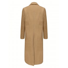 Stylish Double-Breasted Lapel Overcoat - Warm Winter & Fall Essential, Long Sleeve Casual Coat with Classic Design, Soft Fabric, and Comfortable Fit - Women's Clothing for Everyday Wear