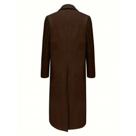 Stylish Double-Breasted Lapel Overcoat - Warm Winter & Fall Essential, Long Sleeve Casual Coat with Classic Design, Soft Fabric, and Comfortable Fit - Women's Clothing for Everyday Wear