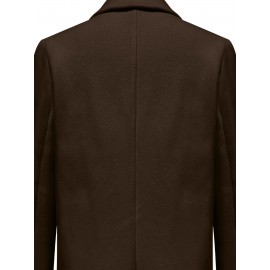 Stylish Double-Breasted Lapel Overcoat - Warm Winter & Fall Essential, Long Sleeve Casual Coat with Classic Design, Soft Fabric, and Comfortable Fit - Women's Clothing for Everyday Wear