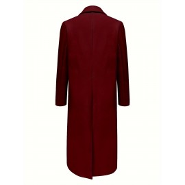 Stylish Double-Breasted Lapel Overcoat - Warm Winter & Fall Essential, Long Sleeve Casual Coat with Classic Design, Soft Fabric, and Comfortable Fit - Women's Clothing for Everyday Wear