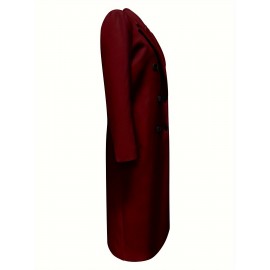 Stylish Double-Breasted Lapel Overcoat - Warm Winter & Fall Essential, Long Sleeve Casual Coat with Classic Design, Soft Fabric, and Comfortable Fit - Women's Clothing for Everyday Wear