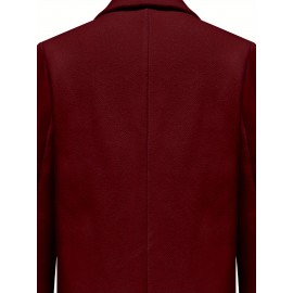 Stylish Double-Breasted Lapel Overcoat - Warm Winter & Fall Essential, Long Sleeve Casual Coat with Classic Design, Soft Fabric, and Comfortable Fit - Women's Clothing for Everyday Wear