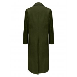 Stylish Double-Breasted Lapel Overcoat - Warm Winter & Fall Essential, Long Sleeve Casual Coat with Classic Design, Soft Fabric, and Comfortable Fit - Women's Clothing for Everyday Wear