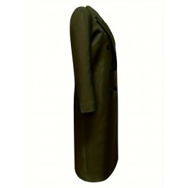 Stylish Double-Breasted Lapel Overcoat - Warm Winter & Fall Essential, Long Sleeve Casual Coat with Classic Design, Soft Fabric, and Comfortable Fit - Women's Clothing for Everyday Wear