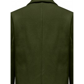 Stylish Double-Breasted Lapel Overcoat - Warm Winter & Fall Essential, Long Sleeve Casual Coat with Classic Design, Soft Fabric, and Comfortable Fit - Women's Clothing for Everyday Wear