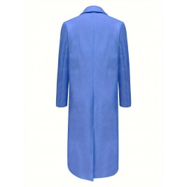 Stylish Double-Breasted Lapel Overcoat - Warm Winter & Fall Essential, Long Sleeve Casual Coat with Classic Design, Soft Fabric, and Comfortable Fit - Women's Clothing for Everyday Wear