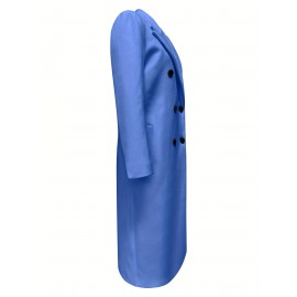 Stylish Double-Breasted Lapel Overcoat - Warm Winter & Fall Essential, Long Sleeve Casual Coat with Classic Design, Soft Fabric, and Comfortable Fit - Women's Clothing for Everyday Wear