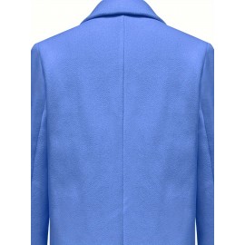 Stylish Double-Breasted Lapel Overcoat - Warm Winter & Fall Essential, Long Sleeve Casual Coat with Classic Design, Soft Fabric, and Comfortable Fit - Women's Clothing for Everyday Wear