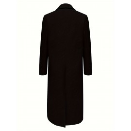 Stylish Double-Breasted Lapel Overcoat - Warm Winter & Fall Essential, Long Sleeve Casual Coat with Classic Design, Soft Fabric, and Comfortable Fit - Women's Clothing for Everyday Wear