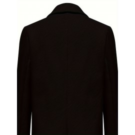 Stylish Double-Breasted Lapel Overcoat - Warm Winter & Fall Essential, Long Sleeve Casual Coat with Classic Design, Soft Fabric, and Comfortable Fit - Women's Clothing for Everyday Wear