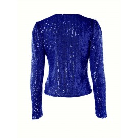 Elegant Casual Bomber Jacket - Chic Women's Long Sleeve Crew Neck, Solid Knit Outerwear for Spring/Fall