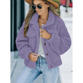 Luxurious Solid Faux Fur Trucker Jacket - Warm & Stylish Long Sleeve for Fashion-Forward Women - Perfect Casual Wear for Fall & Winter