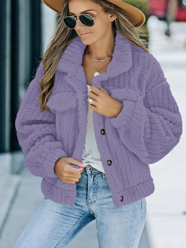 Luxurious Solid Faux Fur Trucker Jacket - Warm & Stylish Long Sleeve for Fashion-Forward Women - Perfect Casual Wear for Fall & Winter