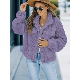 Luxurious Solid Faux Fur Trucker Jacket - Warm & Stylish Long Sleeve for Fashion-Forward Women - Perfect Casual Wear for Fall & Winter