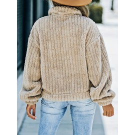 Luxurious Solid Faux Fur Trucker Jacket - Warm & Stylish Long Sleeve for Fashion-Forward Women - Perfect Casual Wear for Fall & Winter