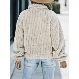 Luxurious Solid Faux Fur Trucker Jacket - Warm & Stylish Long Sleeve for Fashion-Forward Women - Perfect Casual Wear for Fall & Winter