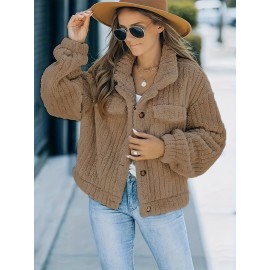 Luxurious Solid Faux Fur Trucker Jacket - Warm & Stylish Long Sleeve for Fashion-Forward Women - Perfect Casual Wear for Fall & Winter
