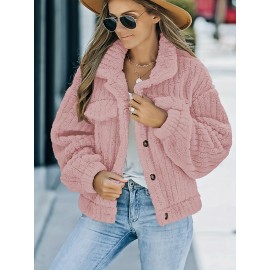 Luxurious Solid Faux Fur Trucker Jacket - Warm & Stylish Long Sleeve for Fashion-Forward Women - Perfect Casual Wear for Fall & Winter