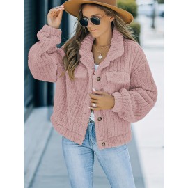 Luxurious Solid Faux Fur Trucker Jacket - Warm & Stylish Long Sleeve for Fashion-Forward Women - Perfect Casual Wear for Fall & Winter