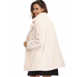Cozy Faux Fur Long Sleeve Teddy Coat - Soft, Micro Elastic, and Plush Winter Outerwear with Button Closure - Elegant Womens Casual Fashion for Cold Winter Days