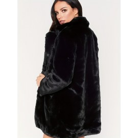 Cozy Faux Fur Long Sleeve Teddy Coat - Soft, Micro Elastic, and Plush Winter Outerwear with Button Closure - Elegant Womens Casual Fashion for Cold Winter Days