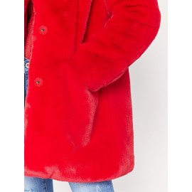 Cozy Faux Fur Long Sleeve Teddy Coat - Soft, Micro Elastic, and Plush Winter Outerwear with Button Closure - Elegant Womens Casual Fashion for Cold Winter Days