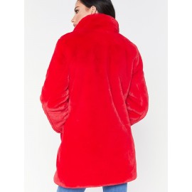 Cozy Faux Fur Long Sleeve Teddy Coat - Soft, Micro Elastic, and Plush Winter Outerwear with Button Closure - Elegant Womens Casual Fashion for Cold Winter Days