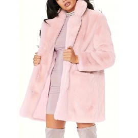 Cozy Faux Fur Long Sleeve Teddy Coat - Soft, Micro Elastic, and Plush Winter Outerwear with Button Closure - Elegant Womens Casual Fashion for Cold Winter Days