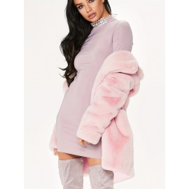 Cozy Faux Fur Long Sleeve Teddy Coat - Soft, Micro Elastic, and Plush Winter Outerwear with Button Closure - Elegant Womens Casual Fashion for Cold Winter Days