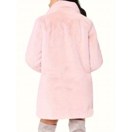 Cozy Faux Fur Long Sleeve Teddy Coat - Soft, Micro Elastic, and Plush Winter Outerwear with Button Closure - Elegant Womens Casual Fashion for Cold Winter Days