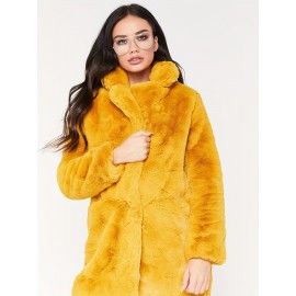 Cozy Faux Fur Long Sleeve Teddy Coat - Soft, Micro Elastic, and Plush Winter Outerwear with Button Closure - Elegant Womens Casual Fashion for Cold Winter Days